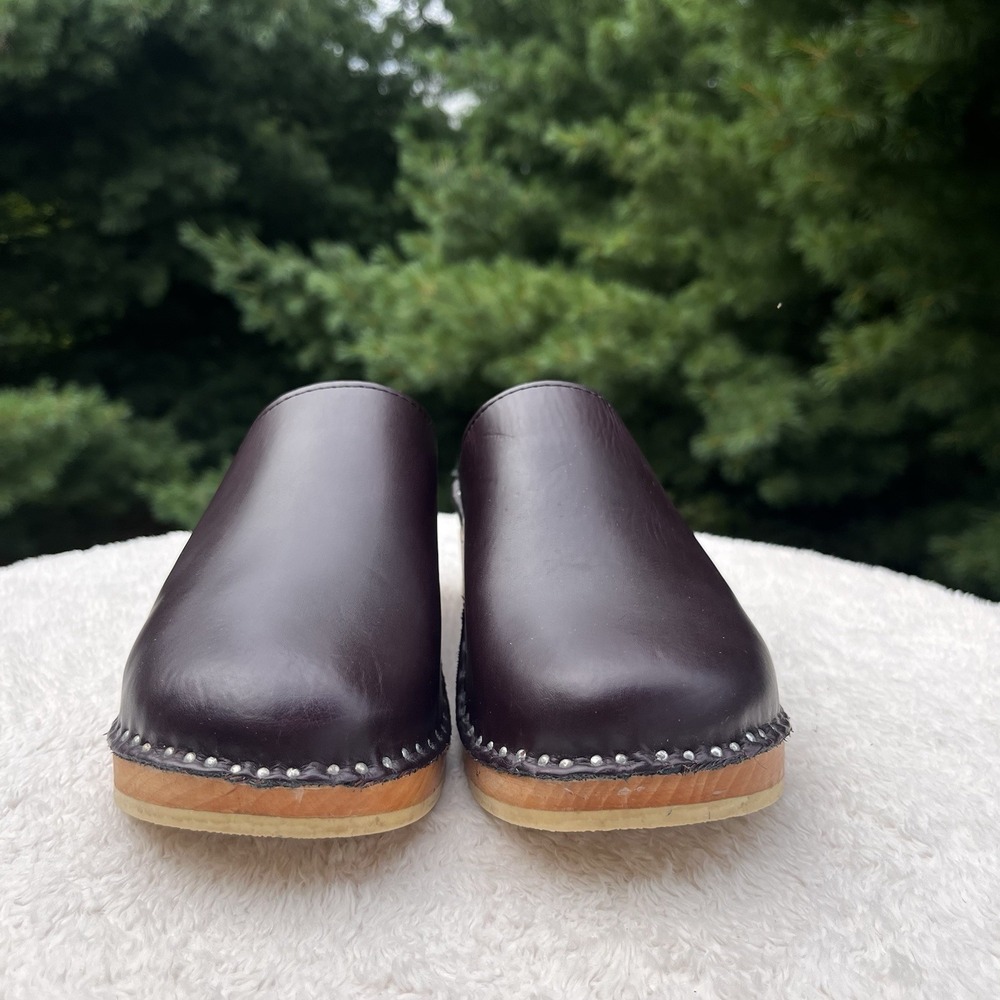 Troentorps Sweden Clogs Leather Wooden Womens 38 | 8 Toffelfabrik Brown Cognac - Picture 2 of 9